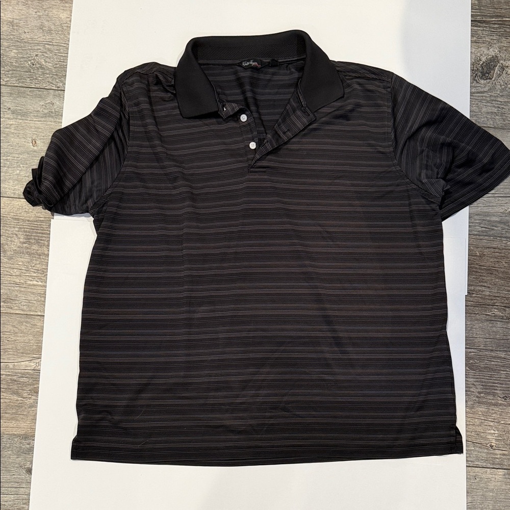 Walter Hagen Black and Gray Striped Polo Shirt